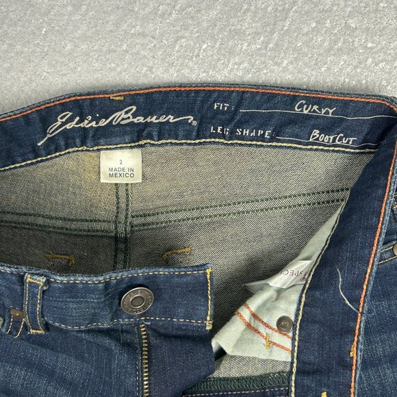 Eddie Bauer Jeans Women 2 (28x32.5) Boot Cut Curvy Through Hip Mid Rise Blue - Picture 5 of 16
